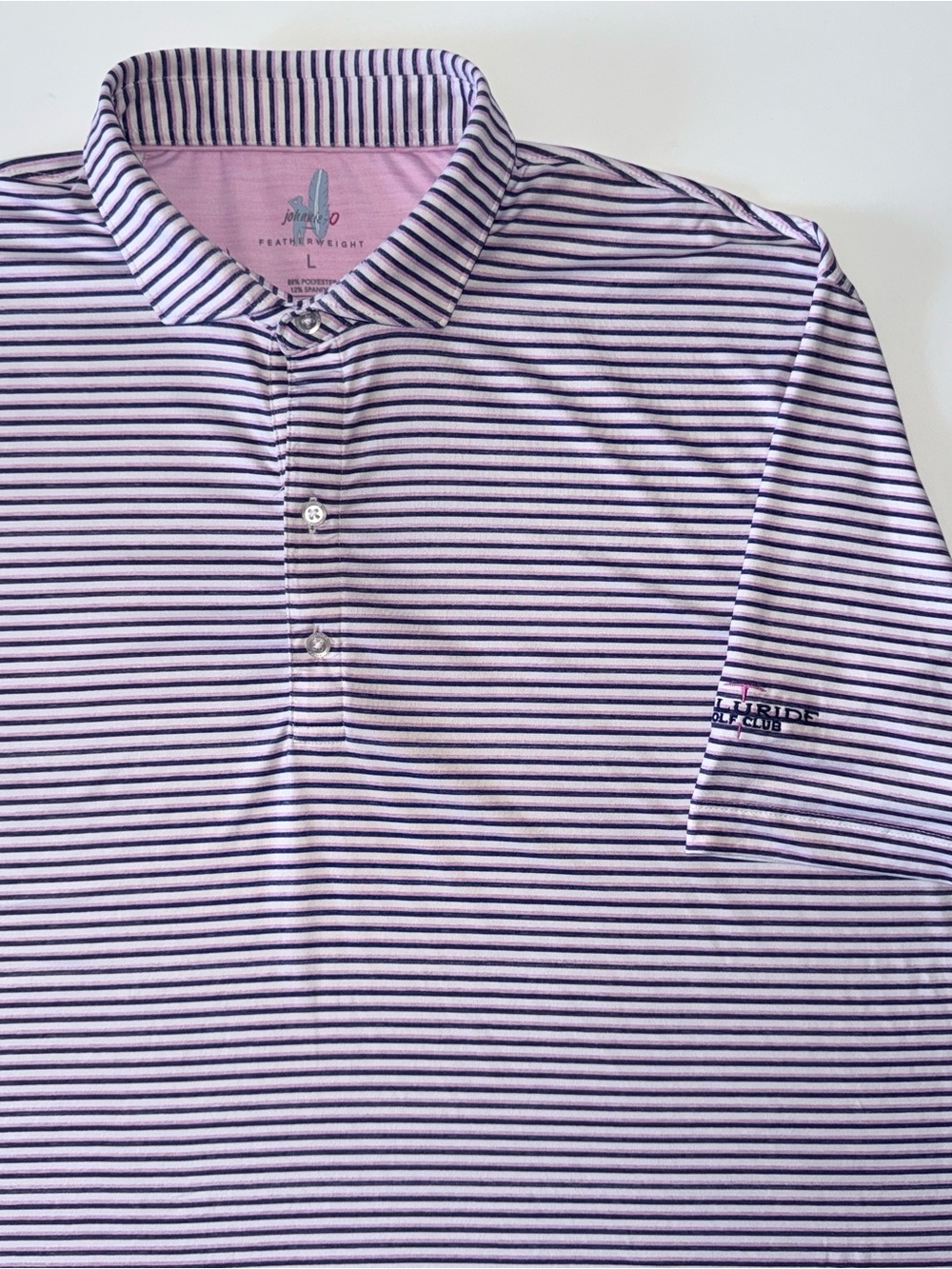 Johnnie-O Featherweight Polo Men's L Striped UPF 50 Protection Stretch